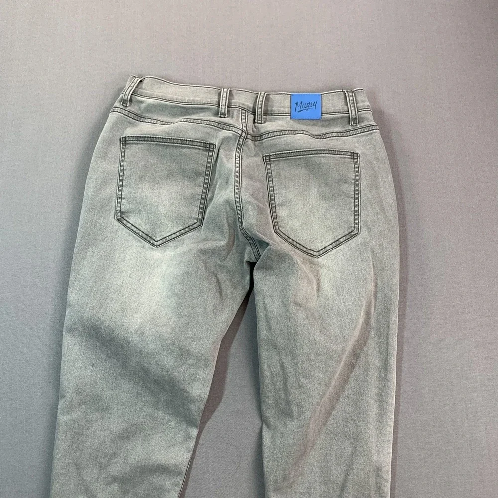 Mugsy Beans Tapered Jeans Men 33x28 Fit Light Gray Slim Taper Stretch Denim - Picture 8 of 16